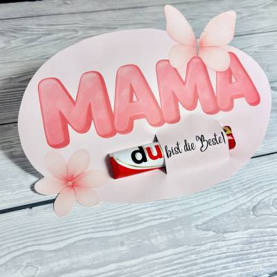 Duplo Banderole Muttertag, in rosa Schmetterlings/ Blumen Design, Kleinigkeit für Mama, Mama du bist die Beste, PDF