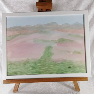 Sanftes Erwachen der Hügel, Gouache Bild, 30 x 40 cm