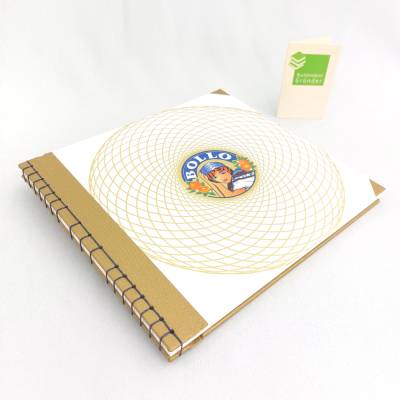 Japanbindung, 21 x 23 cm, gold, handgefertigt, Orangenpapier, Notizbuch