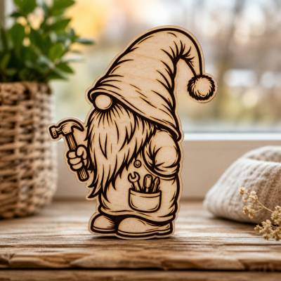 Handwerker Wichtel SVG Datei | Gnom Werkzeug Laserdatei | PNG PDF Download | Cricut xTool Vorlage