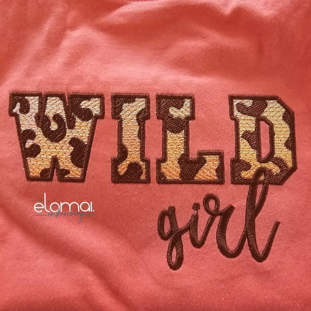 Stickdatei-Set "WILD" für 13x18 Animal-print Statement, 7 Versionen für Mylar- wild girl,wild boy, wild thing, wild one Bild 2