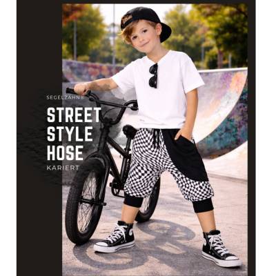 kurze Pumphose Kinder, Unisex Sommerhose Kariert, ausgefallene Kinderhose für Jungen und Mädchen, Jacquard Jogger Sommer
