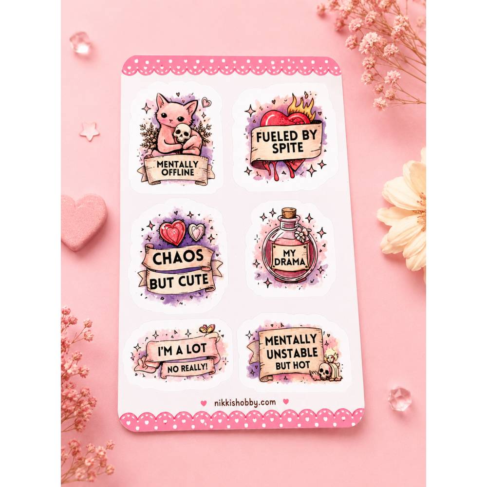 Kawaii Mental Health Sticker Sheet | Cute Vinyl Stickers | Journal ...