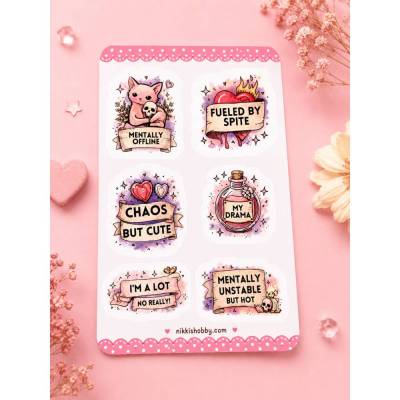 Kawaii Mental Health Sticker Sheet | Cute Vinyl Stickers | Journal & Laptop Decor | Waterproof Stickers