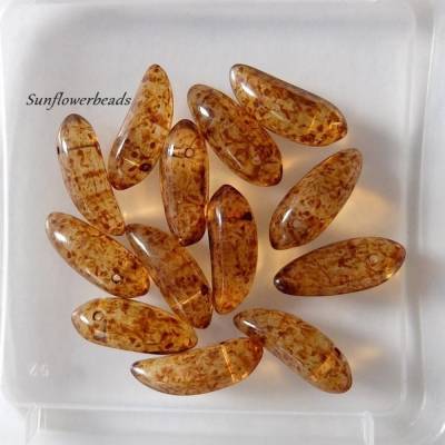 25 Glasperlen, Banana beads, kristall topas travertin