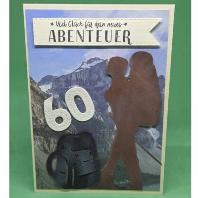 Geburtstagskarte 60 , Wandermotiv Karte , Natur Geburtstagskarte , Inspirierende Geburtstagskarte , Wanderer Geschenk 60