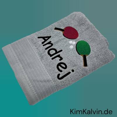 HANDTUCH + mit Stickmotiv Tischtennis * und Name