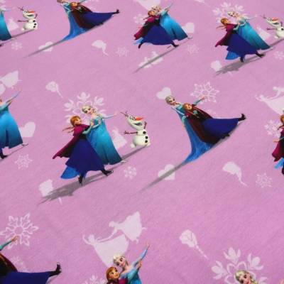 Stoff Baumwoll Jersey Disney Eiskönigin Frozen Anna Elsa rosa bunt Kinderstoff Kleiderstoff Lizenzstoff
