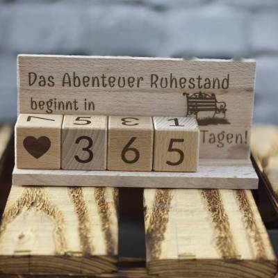 Countdown bis zum Ruhestand - gravierte Würfel als emotionales Geschenk