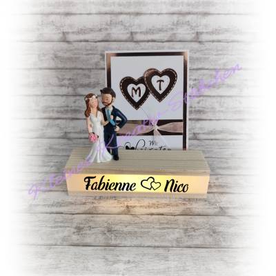Fotohalter, Kartenhalter, Holzaufsteller, Deko, Geschenk Hochzeit, personalisiert, Handmade