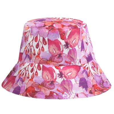 Wendbarer Sommerhut Bucket Hat Unisex aus Baumwolle mit Blumenmuster – Größe L, Handgemacht