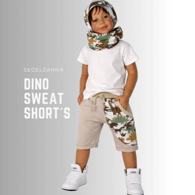 Dino Shorts Kinder Beige, kurze Hose Unisex Sweatshorts, Sommerhose Jungen Mädchen Sommerkleidung Hosen Kind Baby