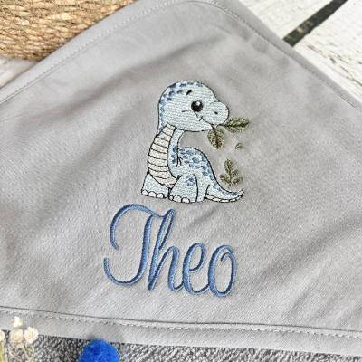 Kapuzenbadetuch XXL personalisiert 100 x 100 cm Dino Handtuch Geschenk zur Geburt Taufe Geburtstag Badetuch