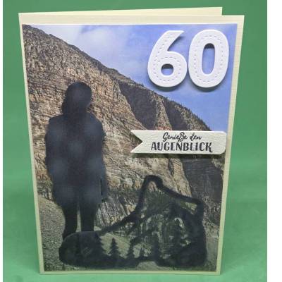 Geburtstagskarte 60 , Bergmotiv Karte , Wanderschuh Design , Wanderer Geburtstagskarte , Naturmotiv Geburtstag , Outdoor
