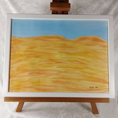 Im Atem der warmen Weite, Gouache Bild, 30 x 40 cm