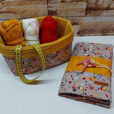 Nadelmappe Hülle für Stricknadeln und Häkelnadeln Aufbewahrung für Strickzubehör Utensilo für Wolle