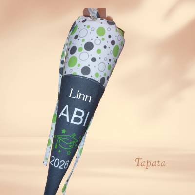 Abi Abschlusstüte Schultüte, Abitur Schultüte -  Abi 2026 Grau grüne Kreise