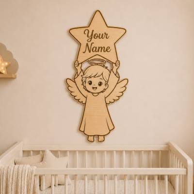 Engel mit Stern SVG Datei | Babyzimmer Laserdatei | PNG PDF Download | Cricut xTool Glowforge Vorlage