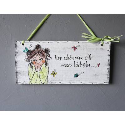 Shabby Türschild aus Holz – Lustiger Spruch, handgemacht, bunt, 22x10x0,8cm