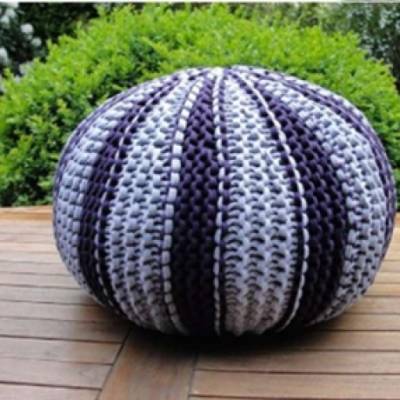 DIY-Strickanleitung: Runder, langer Strick-Pouf aus Textilgarn (PDF)