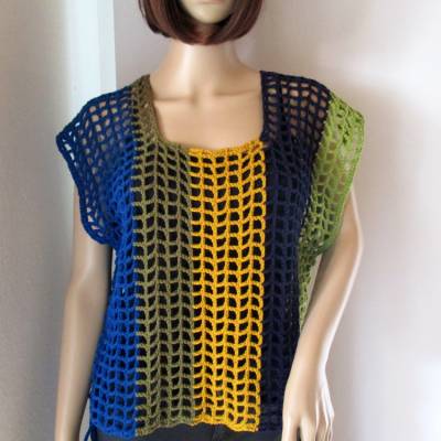 Legeres Netz-Top, Shirt, Häkel-Top, Netzhemd, Crop Top