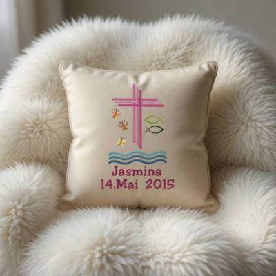 Stickdatei  Kirche Taufe Gotteslob Kommunion 579 Maschinenstickerei Fisch Kreuz Regenbogen