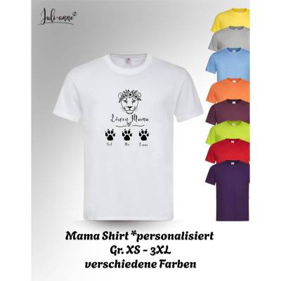 Mama Shirt mit Löwe & Tatzen  (Farbauswahl) - personalisiert mit Kindernamen 
