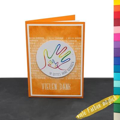 Danksagungskarte Kommunion – In Gottes Hand geborgen | Verschiedene Farben 
