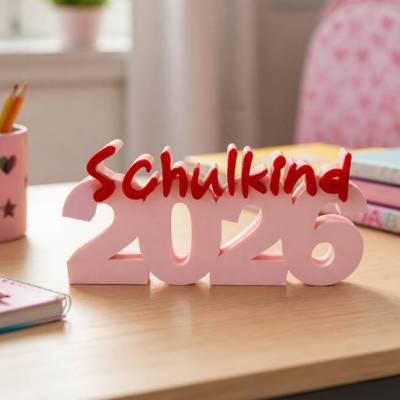 Schriftzug Schulkind 2026- 3D Druck - Farben individualisierbar