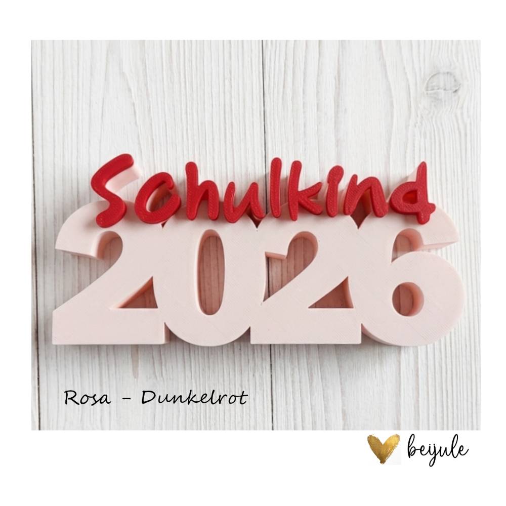 Schriftzug Schulkind 2026- 3D Druck - Farben individualisierbar Bild 2