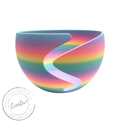 Garnschale Regenbogen aus PLA 3D Druck – große Wollschale bunt für Häkeln Stricken, Handarbeitszubehör, stapelbar