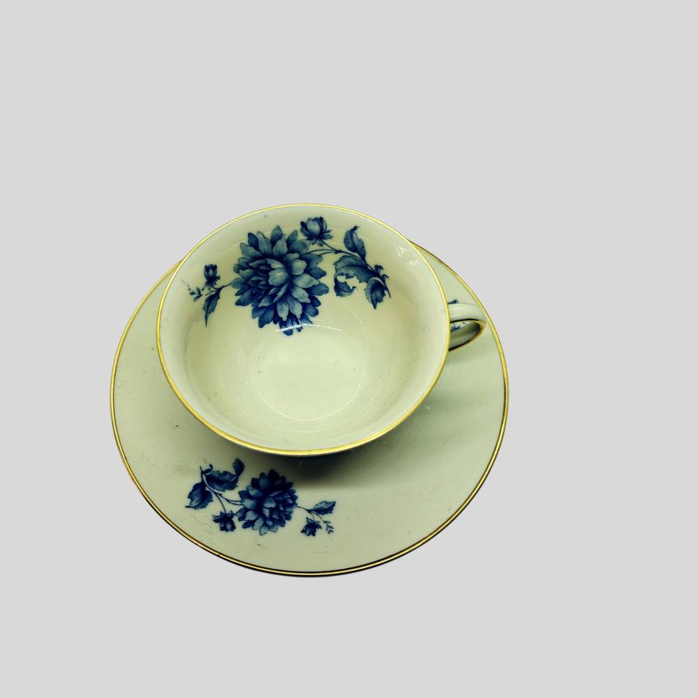 Rosenthal Mokkatasse mit Untertasse Goldrand blaues Dekor Vintage 1950er 60er