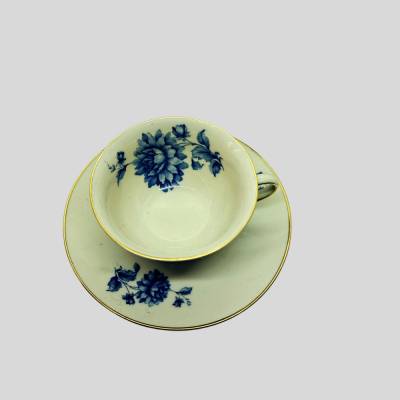  Rosenthal Mokkatasse mit Untertasse Goldrand blaues Dekor Vintage 1950er 60er