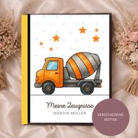 Süße Zeugnismappe für Jungs | Personalisiert | Baustellen - Motive | Einschulung & Schulanfang Geschenk | 26-65