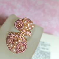 Ring Unikat Keshiperlen rosa Spiralring rotgoldfarben verstellbar boho Spiralring wirework Daumenring