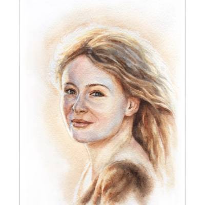 Aquarellportrait von Miranda Otto als Eowyn