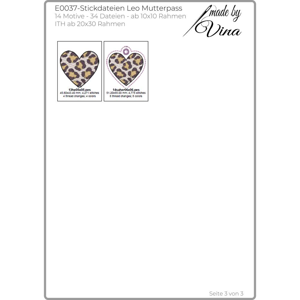 ITH Mutterpasshülle Leo – 14 Stickmotive, 34 Dateien, 3 Größen ab 20x30 Rahmen – Vina Stickdateien Bild 5