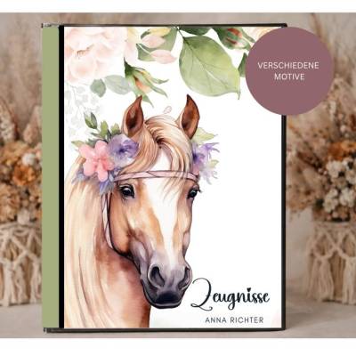 Süße Zeugnismappe für Mädchen | Verschiedene Pferde - Motive | Einschulung & Schulanfang Geschenk | 26-53
