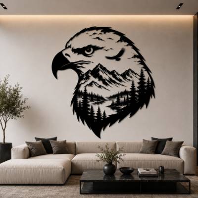 Adler Waldlandschaft SVG Datei | Eagle Mountain Laserdatei | PNG PDF Download | Cricut xTool Vorlage