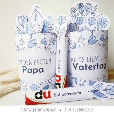 Duplo-Banderolen für Papa zum Ausdrucken im blauen Design | Geschenk zum Vatertag | DIY-Geschenk | Last Minute Vatertag 
