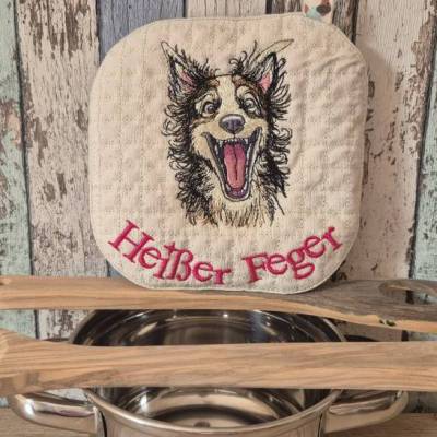 Stickdatei Hund freaky 10x10cm – Lustige Hundestickdatei für Stickmaschine