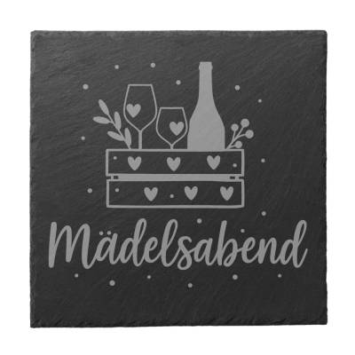 Mädelsabend - Untersetzer Schiefer Geschenk Freundschaft Wein Spruch Deko Freundin