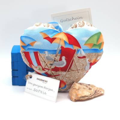 geldgeschenk verpackung reise gutschein urlaub stoffherz sommer strand meer mit fach kleines geschenk