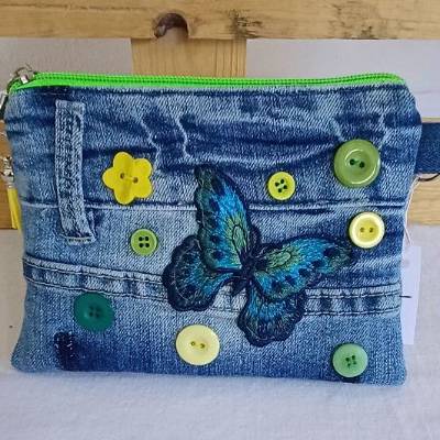 Jeans-Upcycling Mäppchen, Spring-Vibes, Denim Purse, Beauty-Bag