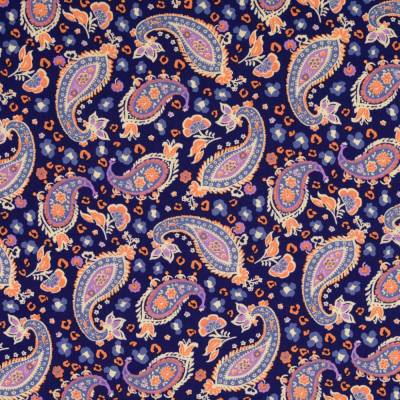Rest: 2m x 1,44m Viskose leichter Frühjahrs-/Sommerstoff Paisley marine -bunt