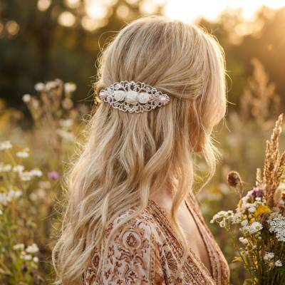 Verzierte Haarspange im Vintage-Stil – Romantischer Haarschmuck mit Resinblumen