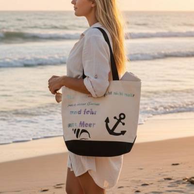 Strandtasche, Beach Bag, Shopping Tasche mit Aufdruck