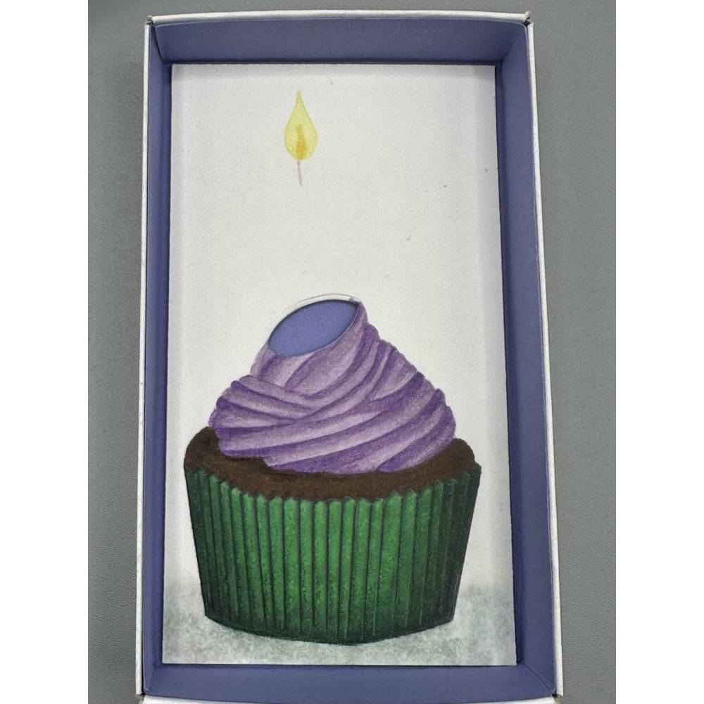 Originelles Geldgeschenk zum Geburtstag – Handgemalter Cupcake mit Geldschein als Kerze Bild 7