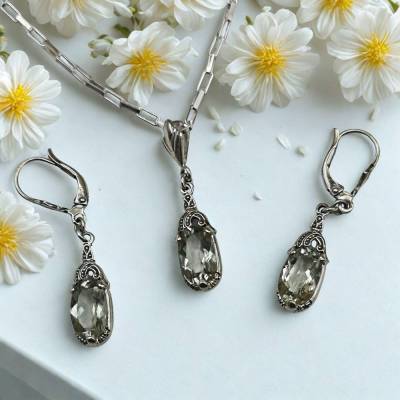 Exklusives Art-Deco Amethyst Schmuckset aus 925 Silber – Handgefertigt & limitiert