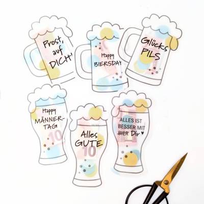 6 Schüttelkarten | Geburtstag | Vatertag | Männer | Geldgeschenk | Konfettitüte | Verpackung | Last Minute Shaker Karte